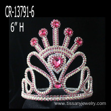 New Fashion Rhinestone Pink Heart Holiday Crowns